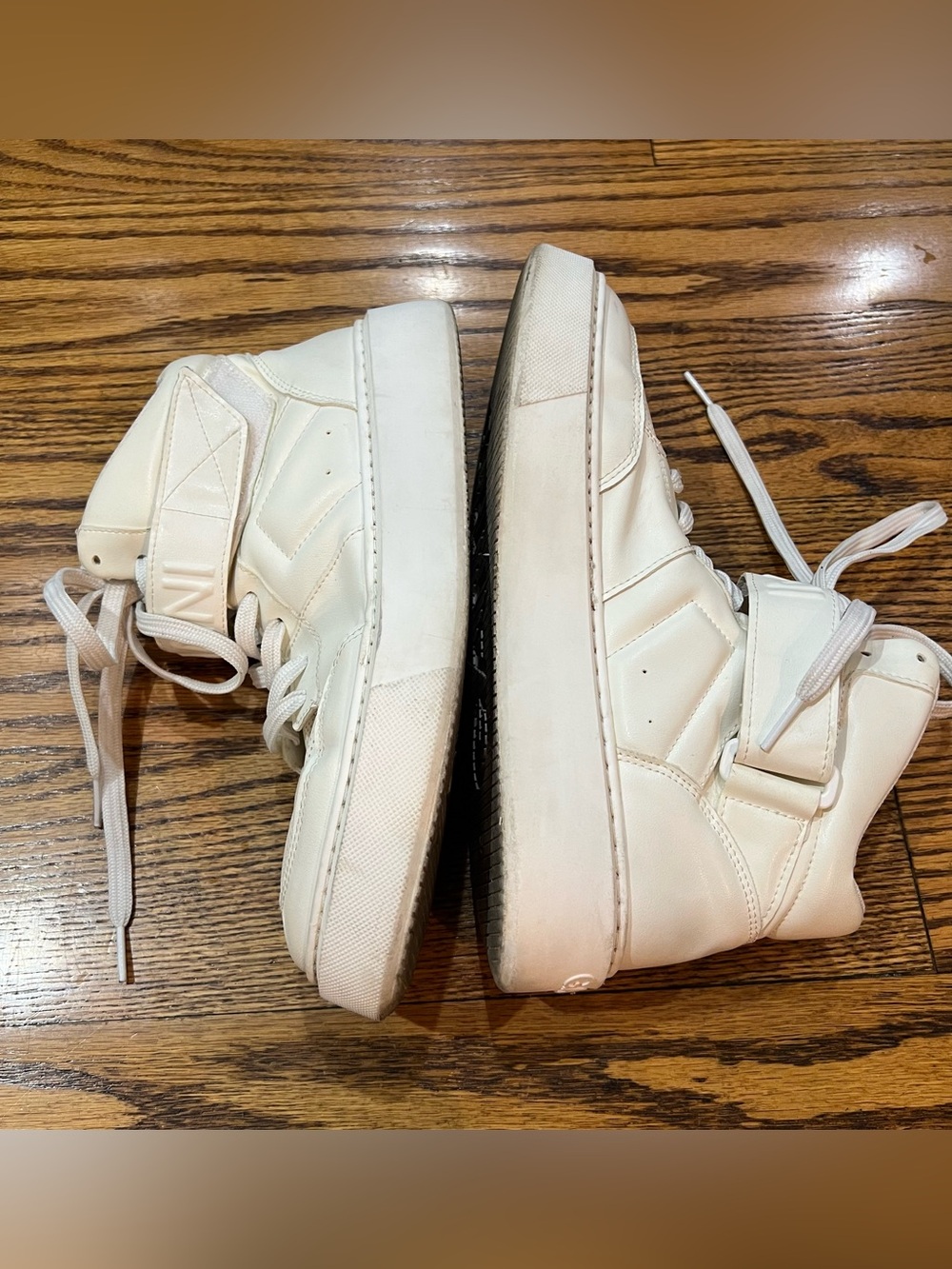 GANNI Women’s Sporty Mix High-Top Sneakers Sz 40 White/Egret Vegan Streetwear - Picture 7 of 16